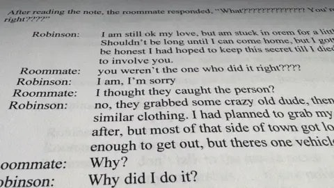 Exclusive Message Log Involving Conservative Commentator Suspect and Roommate